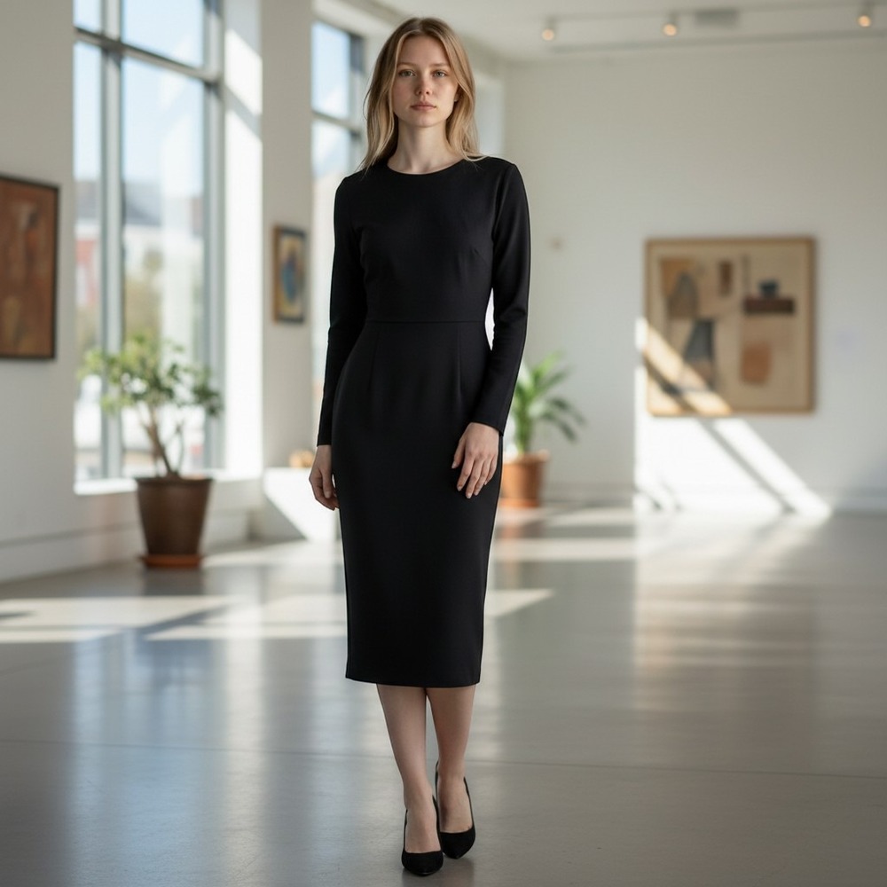 Sergio Hudson x Target Black Long Sleeve Midi Dress XXS Zipper Cuff Tailored